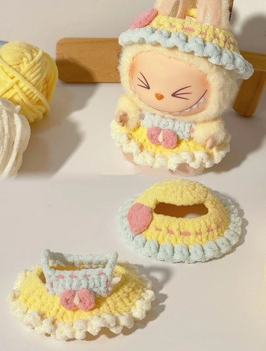 17cm拉布布labubu娃衣毛线手工编织钩针diy材料包礼物玩偶衣服礼