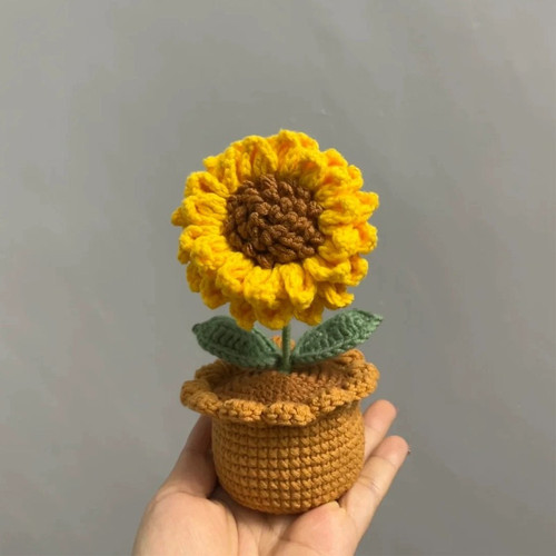 向日葵钩针编织材料包花束diy