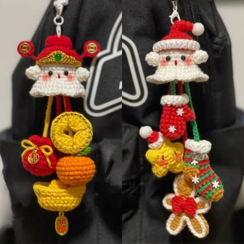 手工万圣节礼物三眼仔小鬼幽灵编织diy材料包毛线钩针挂件钥匙扣