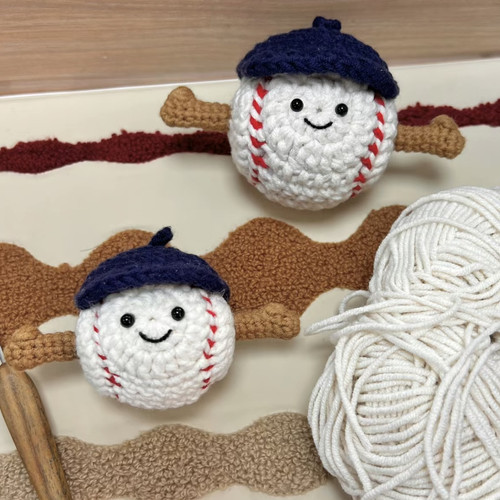棒球牛角花生球挂件钥匙扣毛线编织手工钩针diy材料包送自制礼物