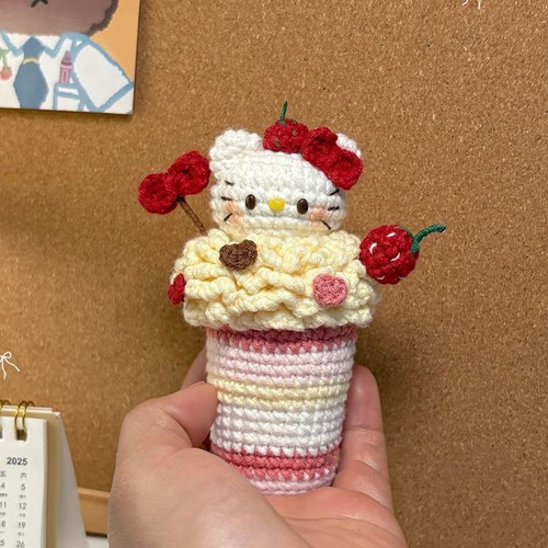 厨师财神Kitty凯蒂猫包挂件钥匙扣手工diy钩针钩织毛线材料包礼物