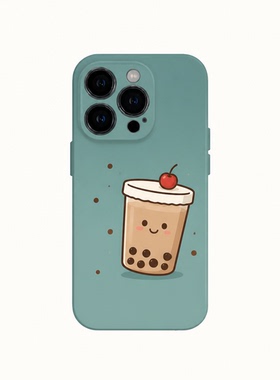 墨绿奶茶杯趣味风手机壳适用苹果 17nova14 华为 p70mate60 小米 15OPPO Reno 荣耀 300iPhone16
