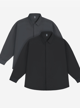 百机宽松衬衣男长袖抗皱衬衫外套通勤简约纯色休闲百搭上衣女春秋