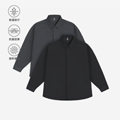 百机宽松衬衣男长袖 外套通勤简约纯色休闲百搭上衣女春秋 抗皱衬衫