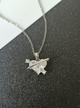 紫米锁骨链钛钢爱心吊坠女不掉色