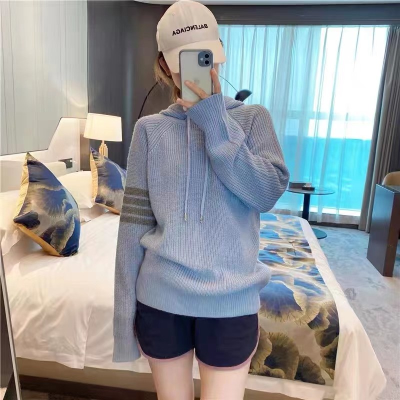 TB四条杠冬季大朗毛衣女2025新款连帽外套雾霾蓝针织衫女套头长袖,女装/女士精品,大码内搭,淘宝优惠券,粉丝福利购,淘宝优惠卷