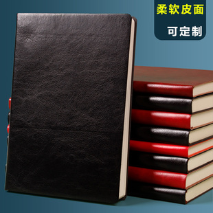 申士软皮面商务记事本A4B5办公用工作笔记本子加厚A5黑皮本定制