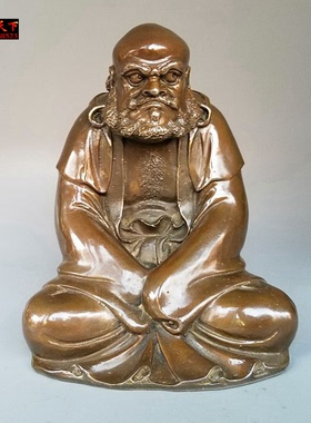 铜达摩祖师佛像沉思禅意家用禅宗始祖菩提达摩铜像工艺摆件