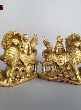 铜麒麟摆件元宝祥瑞麒麟客厅装饰铜雕铜器定制八卦铜麒麟送子麒麟