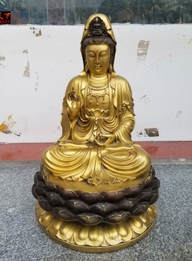 南海观世音大士净瓶坐莲铜像