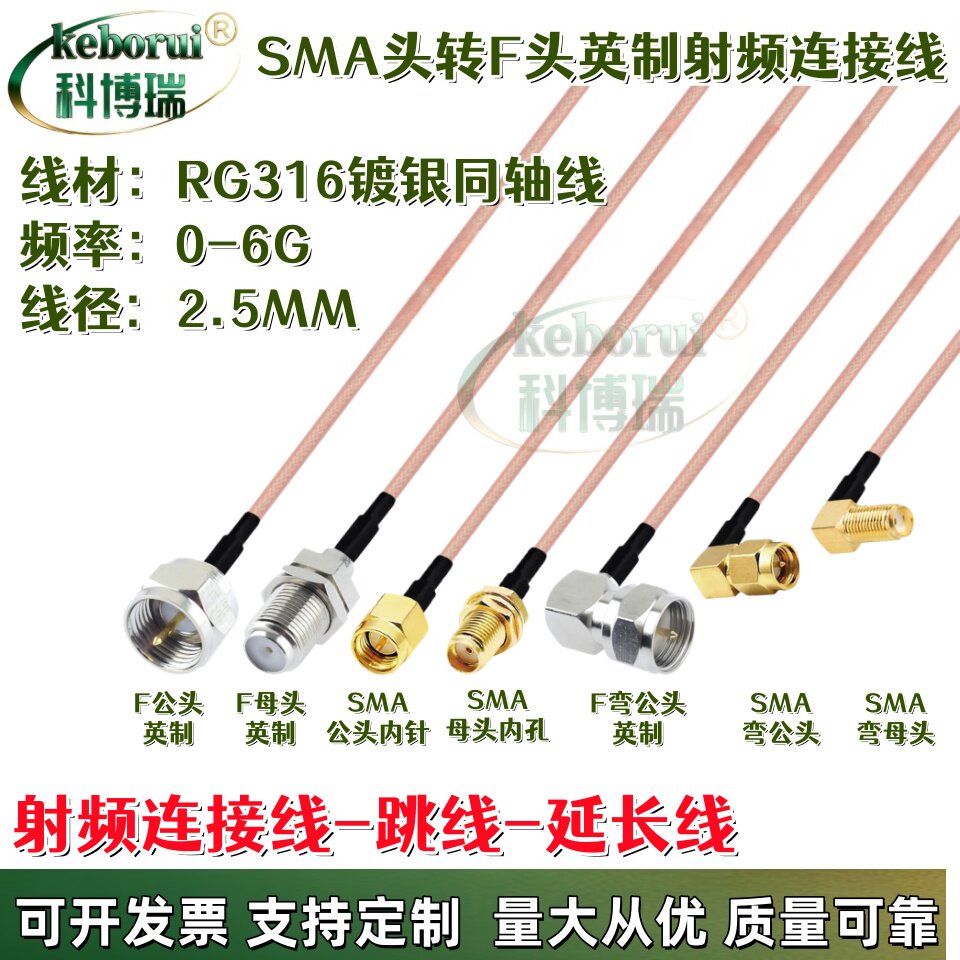 SMA转F连接线F公头英制转接线F母头延长线SMA公头有线电视机顶盒f