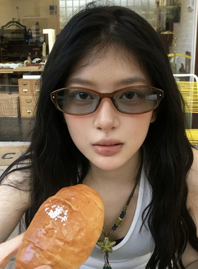 美式复古窄框猫眼可配度数墨镜