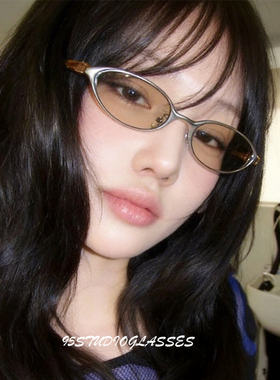 95的studio椭圆猫眼墨镜复古茶色老钱风小框高级感欧美辣妹太阳镜