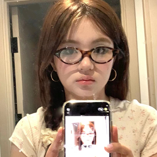 书呆子猫眼豹纹近视眼镜女小粗框可配高度数散光显瘦韩防蓝光框架