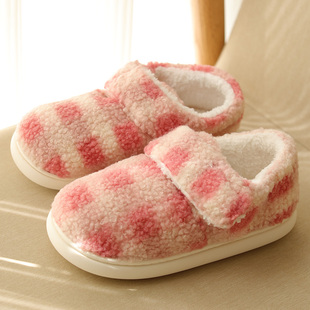 棉拖鞋冬季加绒防寒包跟厚底防滑室内居家棉鞋保暖毛绒软底月子鞋
