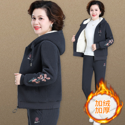 中老年人运动套装女加绒加厚