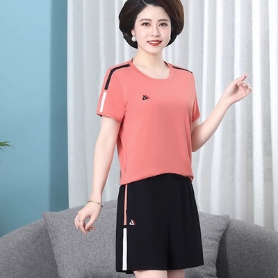 妈妈夏季薄款短袖短裤两件套新款