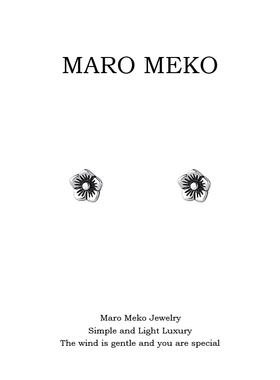 Maro Meko通体999足银蔷薇花耳钉纯银小巧简约日常花朵耳环春季款