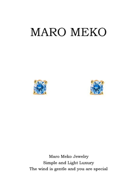Maro Meko超小迷你蓝色锆石小耳钉轻奢高级感小巧精致耳饰耳夹女