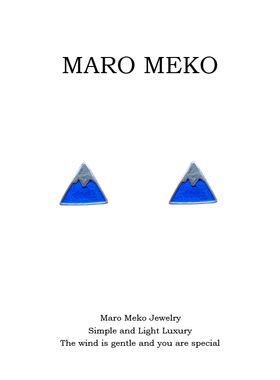 Maro Meko蓝色富士山耳钉女设计感小众个性清新耳饰夏季新款耳夹
