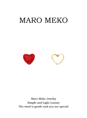 Maro Meko设计师新款红色爱心精致小耳钉女设计感小众日常小耳夹