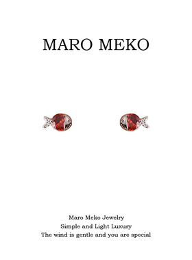 Maro Meko新年喜庆可爱红色小鱼耳钉过年吉祥耳环卡通耳夹设计感
