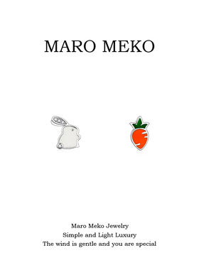 Maro Meko可爱小兔子胡萝卜ab款耳钉女小众设计卡通耳饰儿童耳夹