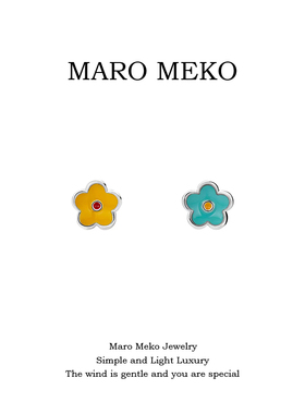 MaroMeko通体925银彩色小花耳钉