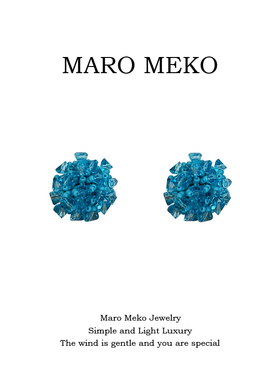 Maro Meko夏日清新蓝色大耳钉夸张个性度假风耳饰耳夹蚊香盘新款