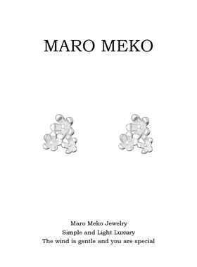 Maro Meko通体999足银森系花朵耳钉纯银甜美气质春季新款小花耳饰
