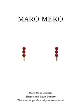 Maro Meko新年迷你红色糖葫芦耳钉简约小巧精致过年耳饰可爱耳夹