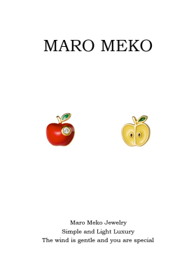 MaroMeko通体925银圣诞苹果耳钉