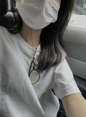 Risen Lab 一件干净的白t恤/百搭宽松圆领纯色纯棉宽松上衣短袖女