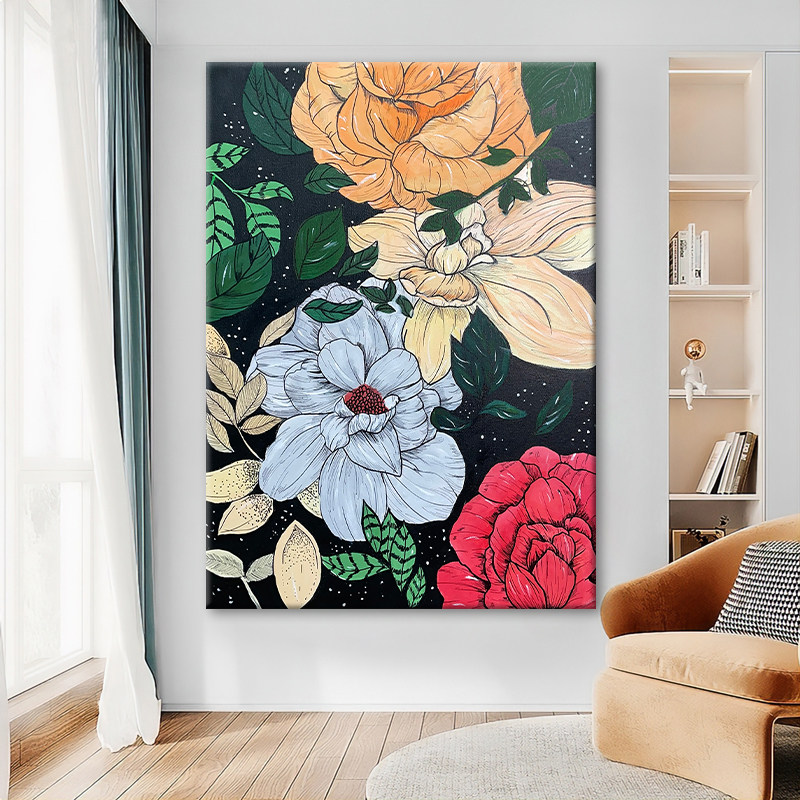 牡丹花手绘油画北欧珐琅