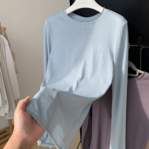 女显瘦修身薄款透气打底衫圆领T