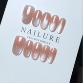 M229蜜桃裸粉渐变猫眼短款 穿戴甲新高级夏日日常百搭可拆显白美甲