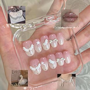 猫眼星星蝴蝶结高级可拆 M424天使之翼手工穿戴甲美甲贴2026新款