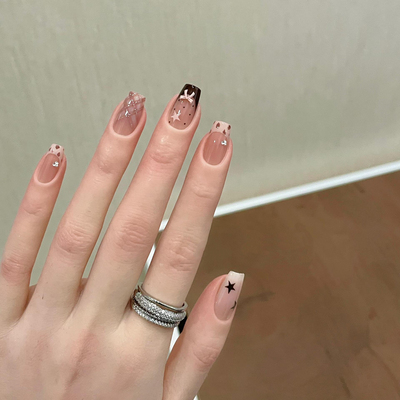 豹纹法式蝴蝶结穿戴甲可拆