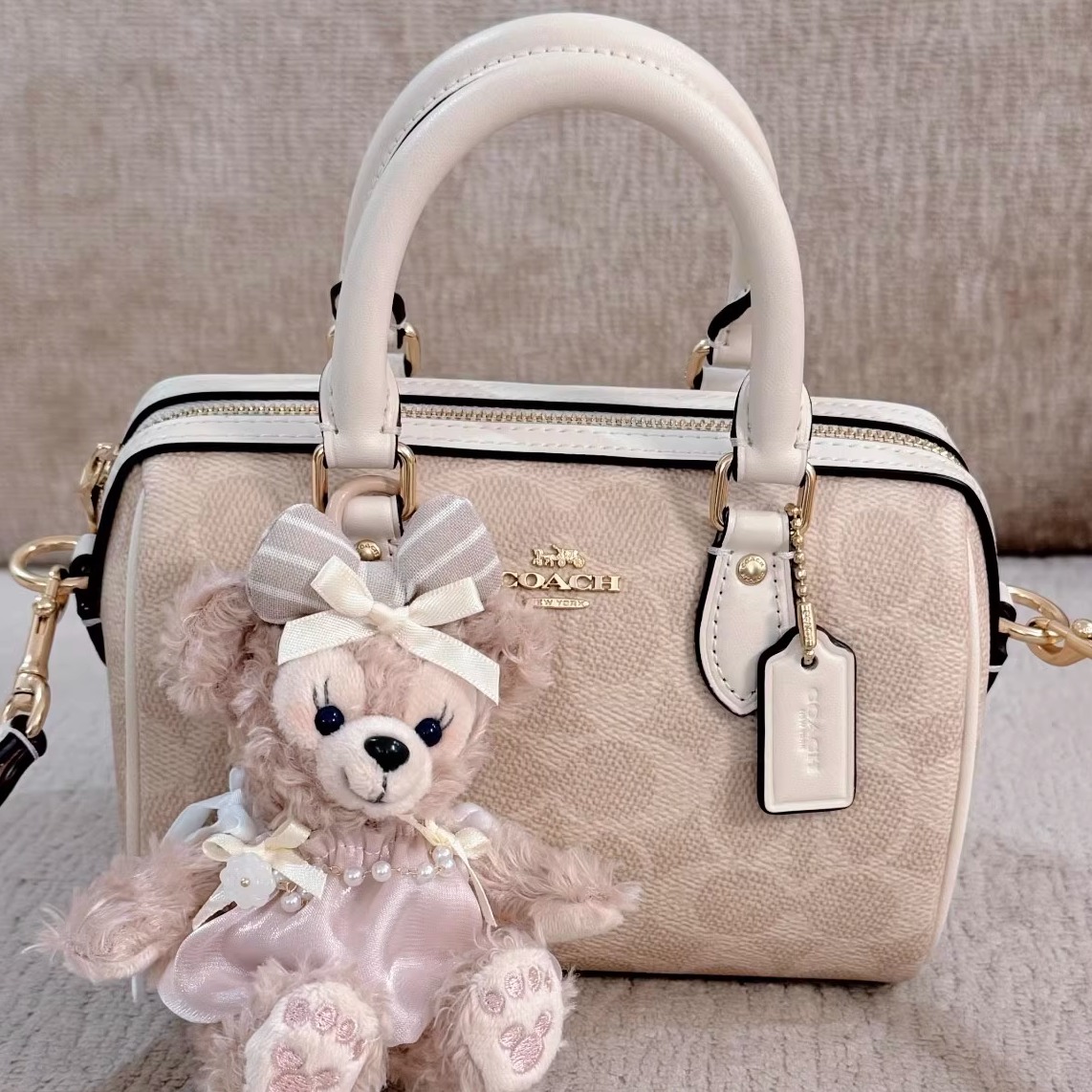 宝藏款 迷你city波士顿包Rowan18大容量单肩手提经典老花女包