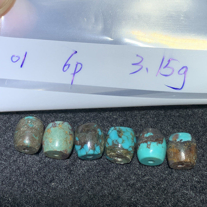 湖北原矿绿松石桶珠高瓷无优化DDIY配件