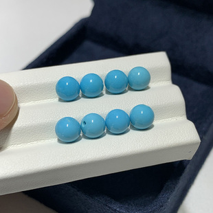 蓝绿美松松石高瓷半孔小球圆形水滴耳钉戒指DIY宝石