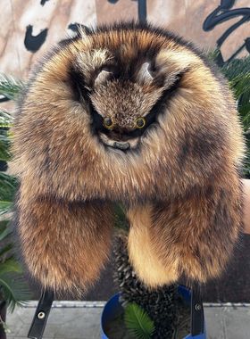 貉子皮全毛帽子男款霸王帽东北冬季保暖护耳雷锋帽整张貉子皮制作