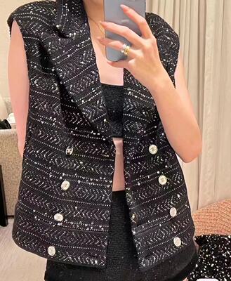 AIRSHIP CRUISE 秋季小香风黑色翻领马甲 春秋高级感通勤 做自己