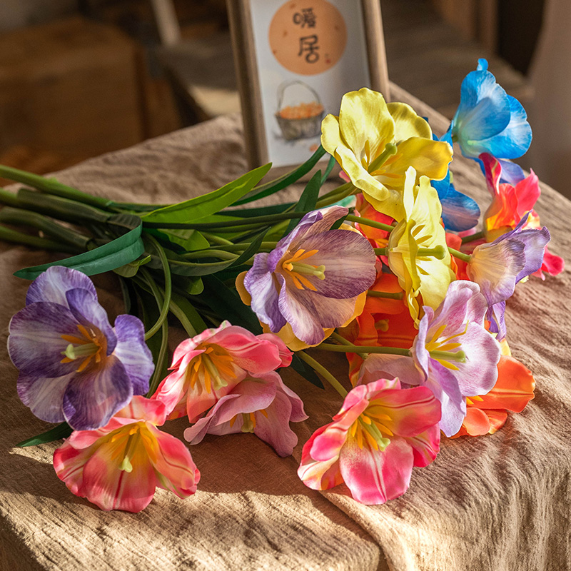 沁园春仿真花洋杆开口郁金香拍摄道具假花户外出片神器背景墙装饰