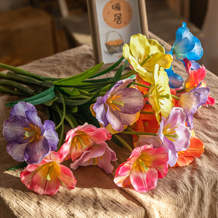 沁园春仿真花洋杆开口郁金香拍摄道具假花户外出片神器背景墙装饰