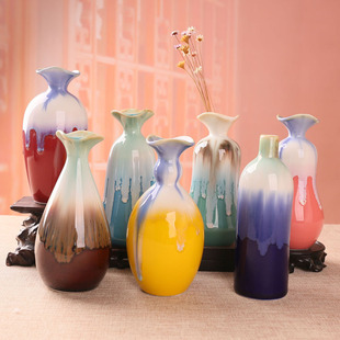 沁园春景德镇陶瓷工艺品创意陶瓷花盆韩式花插陶瓷花插颜色釉大花