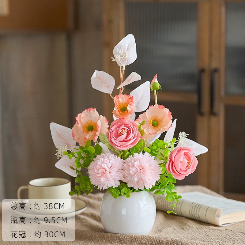 沁园春仿真花假花亮釉小盆花客厅装饰花摆件室内绣球露莲绢花盆栽