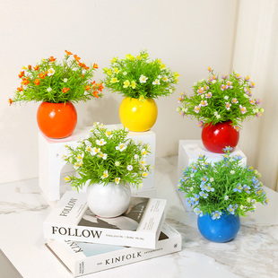 仿真花假花摆设客厅餐桌摆花装饰品桌面小绿植盆栽花束满天星摆件