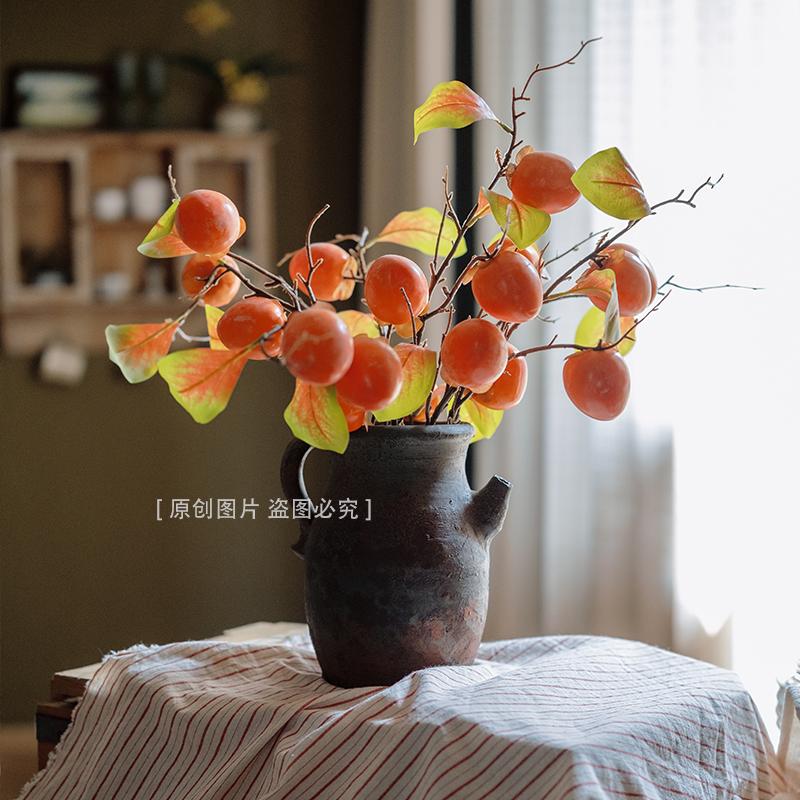 客厅装饰花柿柿如意树枝高档