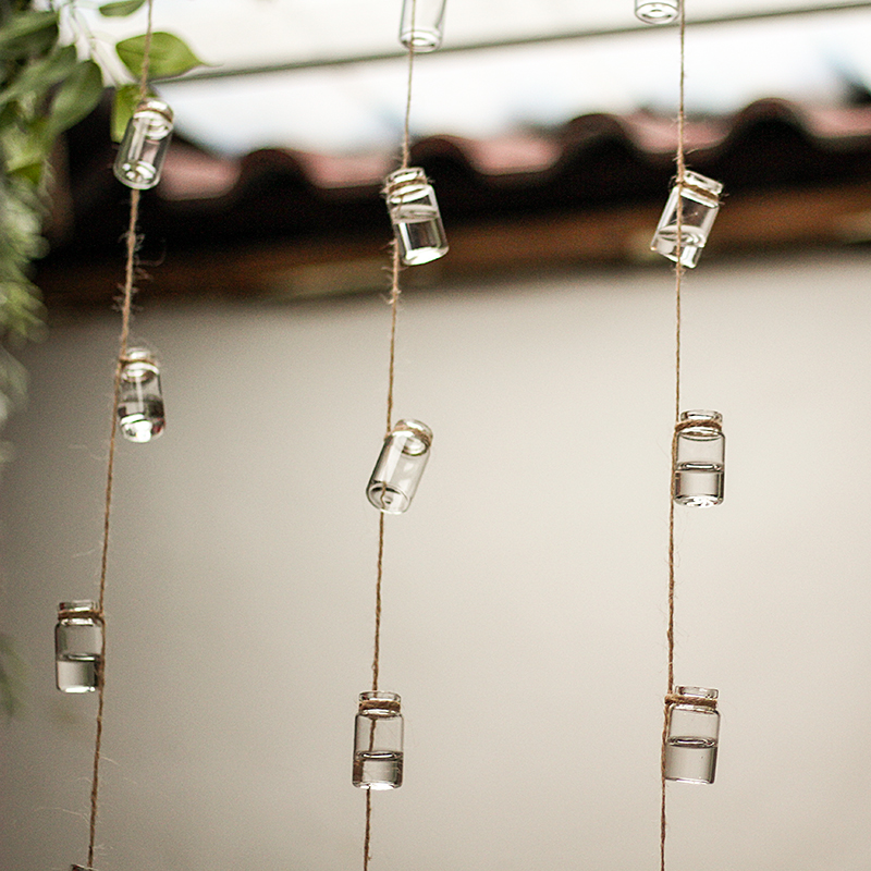 沁园春悬挂透明玻璃瓶子小清新绿植物装饰串空中吊饰环创空中挂饰